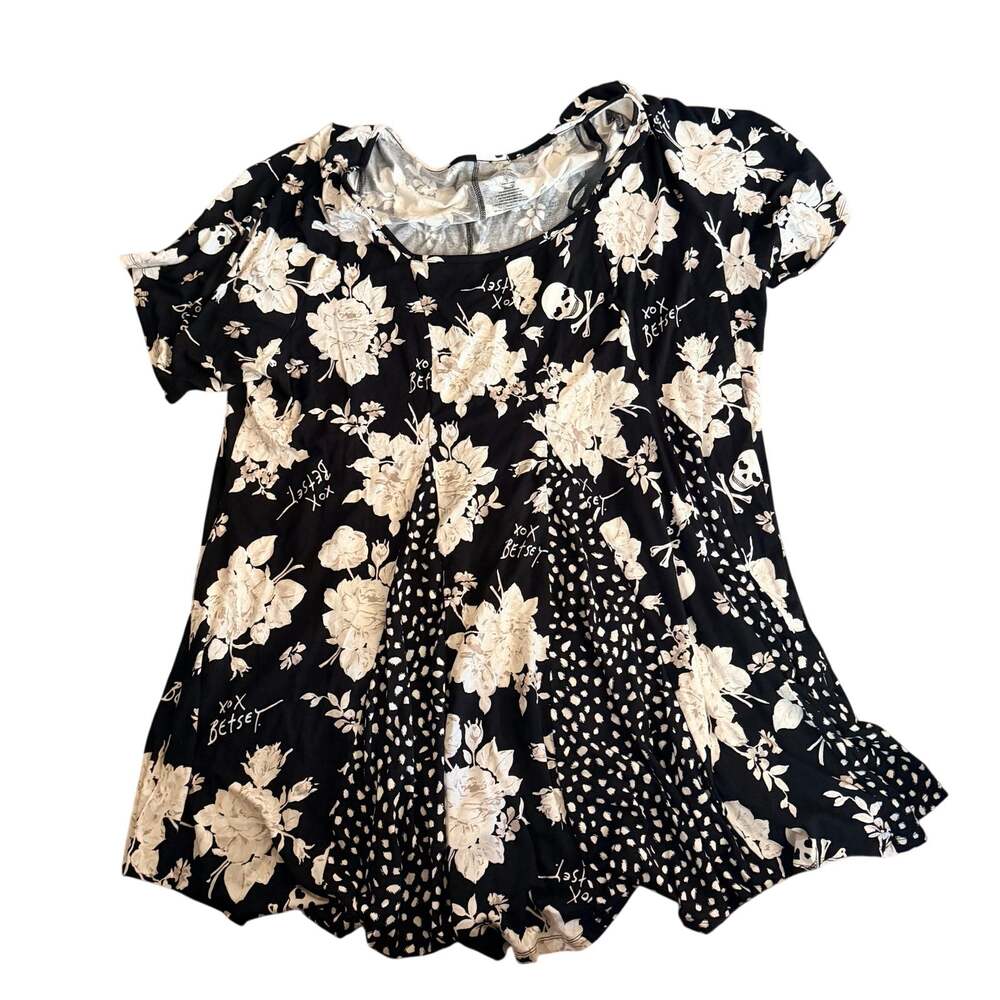 Betsey Johnson Torrid Super Soft Babydoll Dress Black Floral Skull NWT Size 5X